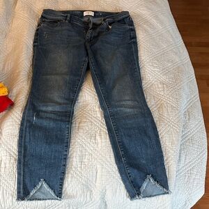 LOFT Distressed Dark Blue Cropped modern skinny Ankle Jeans Sz 6